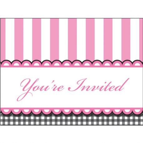 8 Invitaciones Sweet Baby Feet Pink