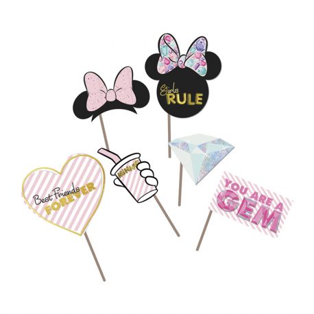 Minnie Mouse Foto Accessoires met Diamanten 6 stuks bestellen