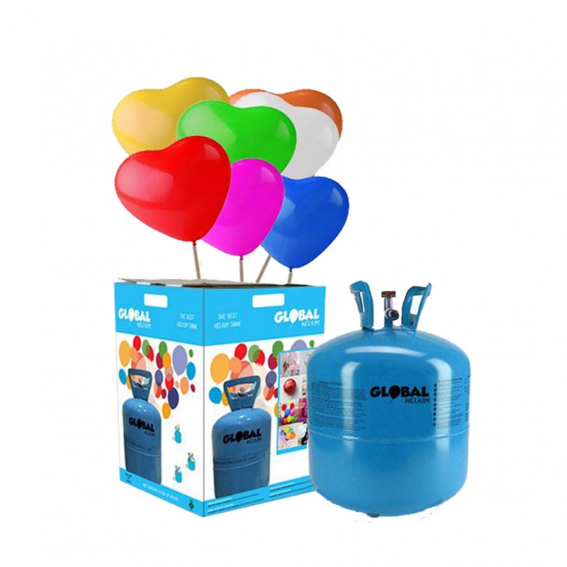 Individualiteit Ja Grazen Kleine Heliumfles met 30 Hart Ballonnen - FeestjesMix