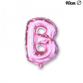 Letter B Roze Folie Ballon met Harten 40 cm