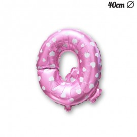 Letter Q Roze Folie Ballon met Harten 40 cm