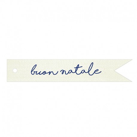 20 Wenskaarten Banderola Buon Natale Blauw 11x2 cm