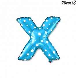 Letter X Blauwe Folie Ballon met Sterren 40 cm