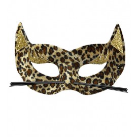 Fluwelen luipaardmasker met gouden glitter