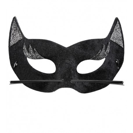 Zwarte Panter Fluwelen Masker met Glitter