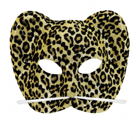 Gevlokt luipaardmasker met glitters