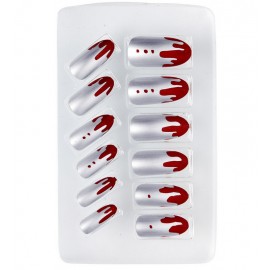 Set van 12 Bloody Silver Metallic Nagels