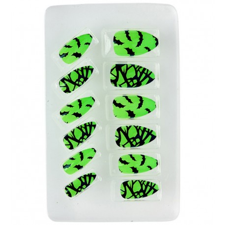 Set van 12 fluorescerende vleermuizen vingernagels