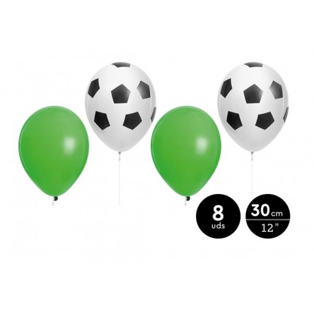 8 Globos Fútbol de Látex 30 cm