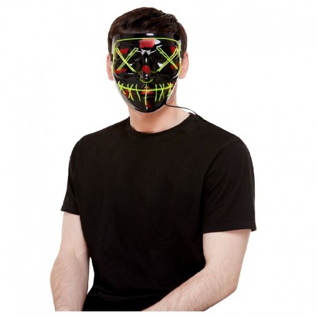 Purge Masker Zwarte Neon Groene Kruisen