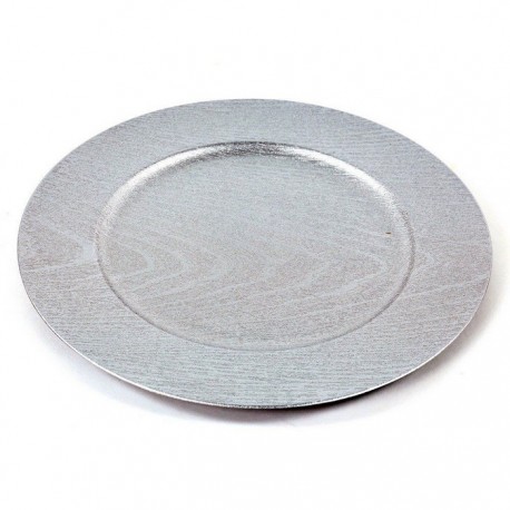 Plastic Rond Bord Zilver 33 X 33 X 1.50 Cm