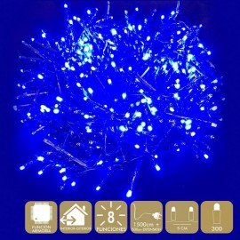 300 LED Lichten 8 Functies Blauwe Kleur 1500cm + 500cm Verlenging