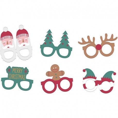 6 Gafas Navideñas de Papel